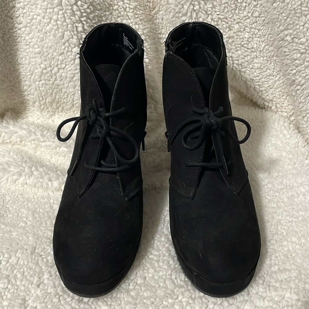 Black Suede Wedge Boots